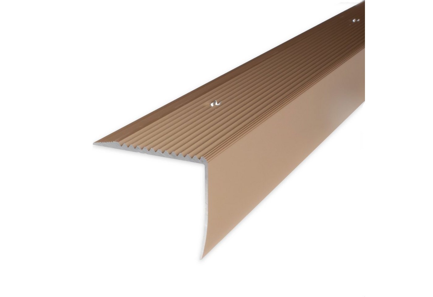 PROVISTON Treppenkantenprofil 42 x 50 x 2500 mm Winkel Alu eloxiert Bronze Hell Gebohrt von PROVISTON