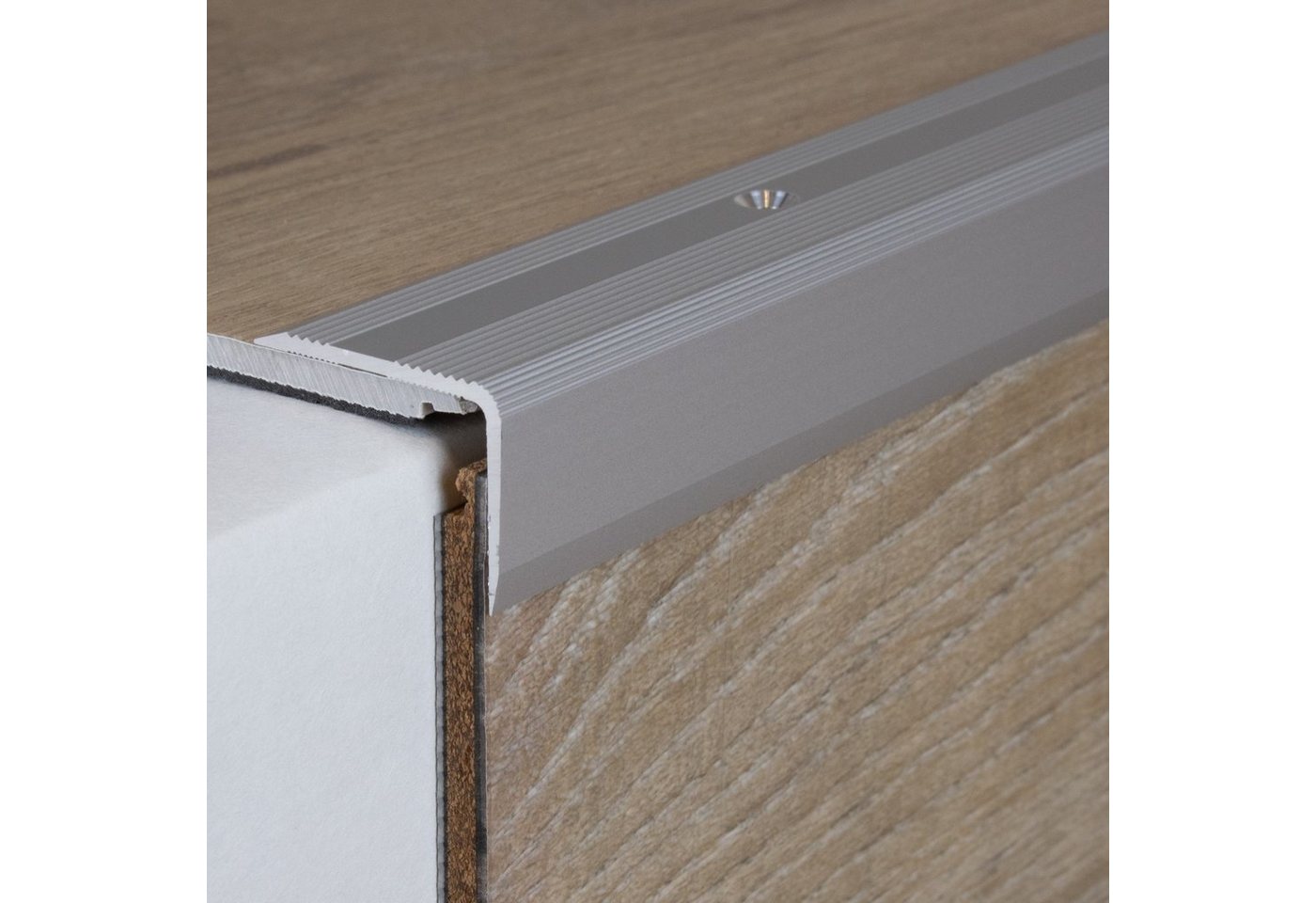 PROVISTON Treppenkantenprofil Aluminium, 30 x 22-52 x 1000 mm, Silber, Treppenkante, Winkelprofil von PROVISTON
