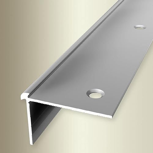 PROVISTON | Treppenkantenprofil | Breite: 39 mm | Höhe: 3 mm | Länge: 2500 mm | Aluminium eloxiert | Glatt | Sollbiegestelle | Silber | Doppelt Versetzt Versenkt Gebohrt von PROVISTON