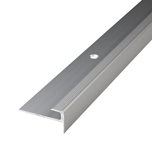 PROVISTON | Treppenkantenprofil | Breite:30 mm | Höhe:15 mm | Länge:1000 mm | Winkelprofil | Metallprofil | Aluminium eloxiert | Silber | Gebohrt | 1 Stück von PROVISTON