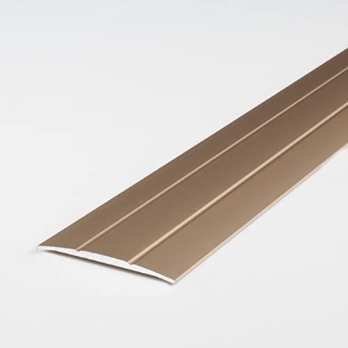 PROVISTON Übergangsprofil | 1.8 x 38 x 1000 mm | Übergangsschiene Übergangsleiste Bodenprofil Abdeckleiste Aluminium eloxiert Bronze Hell Selbstklebend von PROVISTON