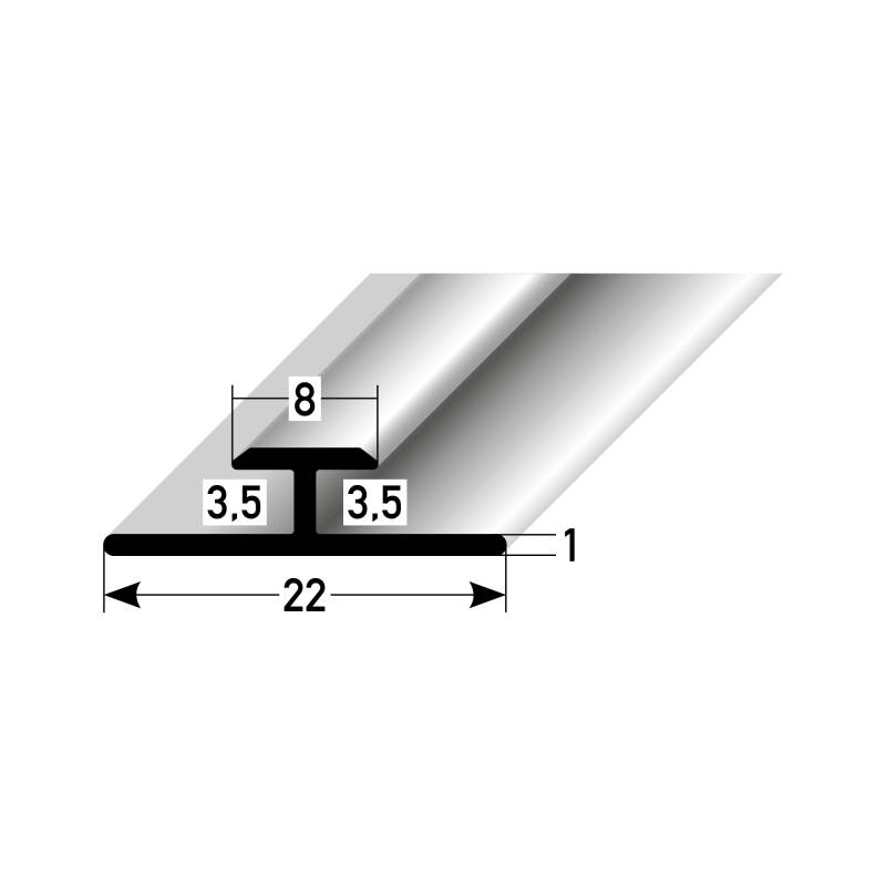PROVISTON Übergangsprofil 6 x 22 x 2700 mm Doppeleinschubprofil Aluminium Ungebohrt von PROVISTON