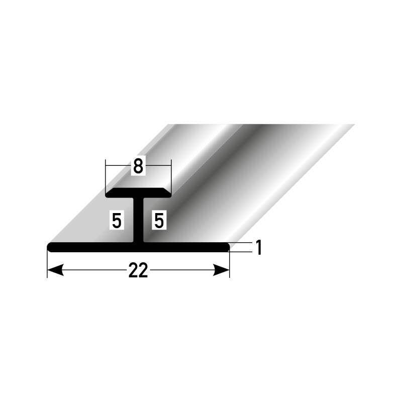 PROVISTON Übergangsprofil 6 x 22 x 2700 mm Doppeleinschubprofil Aluminium Ungebohrt von PROVISTON