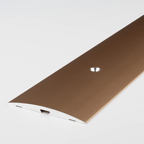 PROVISTON | Übergangsprofil | Aluminium eloxiert | Bronze Hell | Breite 50 mm | Höhe 4 mm | Länge 1000 mm | Seitlich Gebohrt | Übergangsschiene | Übergangsleiste | Bodenprofil | Abdeckleiste | 1 Stück von PROVISTON