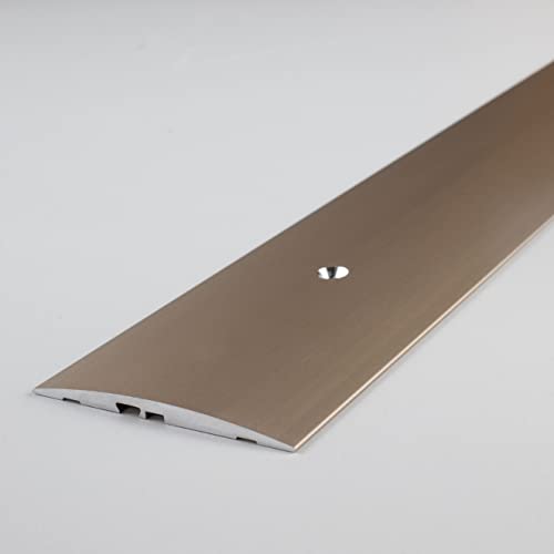 PROVISTON | Übergangsprofil | Aluminium eloxiert | Bronze Hell | Breite 58 mm | Höhe 4 mm | Länge 1000 mm | Seitlich Gebohrt | Übergangsschiene | Übergangsleiste | Bodenprofil | Abdeckleiste | 1 Stück von PROVISTON