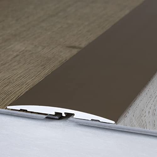PROVISTON | Übergangsprofil | Aluminium eloxiert | Bronze Hell | Breite 58 mm | Höhe 4 mm | Länge 1000 mm | Selbstklebend | Übergangsschiene | Übergangsleiste | Bodenprofil | Abdeckleiste | 1 Stück von PROVISTON