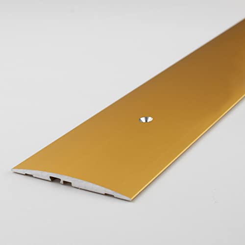 PROVISTON | Übergangsprofil | Aluminium eloxiert | Goldfarbig | Breite 60 mm | Höhe 4 mm | Länge 1000 mm | Seitlich Gebohrt | Übergangsschiene | Übergangsleiste | Bodenprofil | Abdeckleiste | 1 Stück von PROVISTON