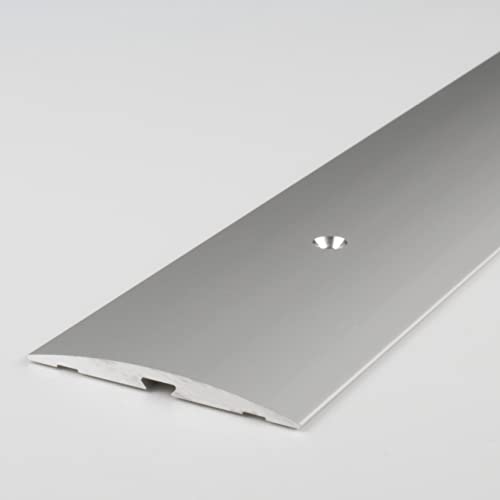 PROVISTON | Übergangsprofil | Aluminium eloxiert | Silber | Breite 50 mm | Höhe 4 mm | Länge 1000 mm | Selbstklebend | Übergangsschiene | Übergangsleiste | Bodenprofil | Abdeckleiste | 1 Stück von PROVISTON