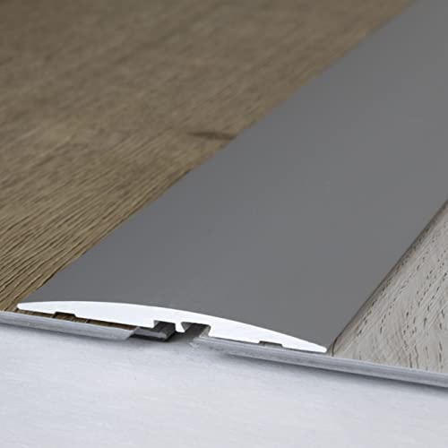 PROVISTON | Übergangsprofil | Aluminium eloxiert | Silber | Breite 60 mm | Höhe 4 mm | Länge 1000 mm | Selbstklebend | Übergangsschiene | Übergangsleiste | Bodenprofil | Abdeckleiste | 1 Stück von PROVISTON