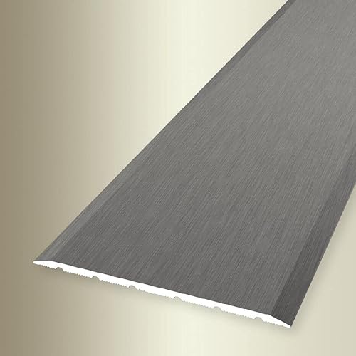 PROVISTON | Übergangsprofil | Breite: 80 mm | Höhe: 0-99 mm | Länge: 2700 mm | Aluminium eloxiert | Glatt | Edelstahl Fein Geschliffen | Selbstklebend von PROVISTON
