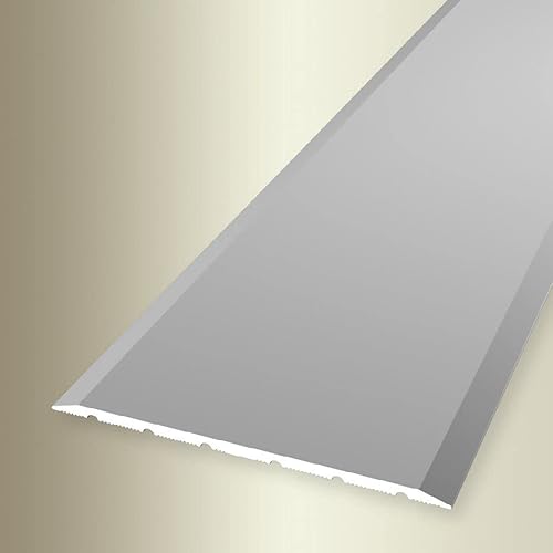 PROVISTON | Übergangsprofil | Breite: 80 mm | Höhe: 0-99 mm | Länge: 900 mm | Aluminium eloxiert | Glatt | Silber | Selbstklebend von PROVISTON