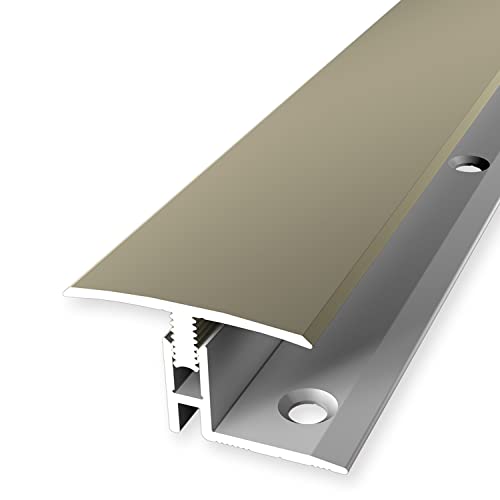 PROVISTON | Übergangsprofil | Parkettausgleich | Breite: 31.5 mm | Höhenausgleich: 12-17 mm | Länge: 2000 mm | Aluminiumprofil | Sand | 1 Stück von PROVISTON