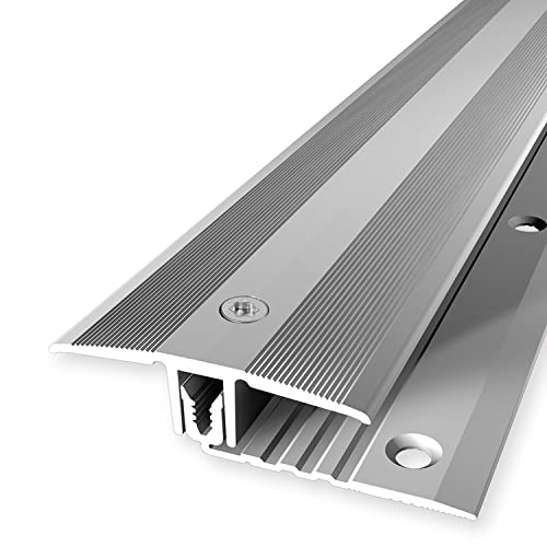 PROVISTON | Übergangsprofil | Parkettausgleich | Breite: 44 mm | Höhenausgleich: 7-18 mm | Länge: 2700 mm | Aluminiumprofil | Silber | 1 Stück von PROVISTON