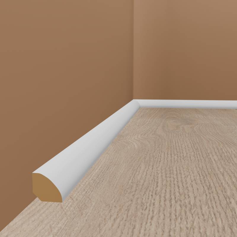 Viertelstableiste 14 x 14 x 2000 mm Massivholz Weiß lackiert RAL9010 Fußleiste by PROVISTON von PROVISTON