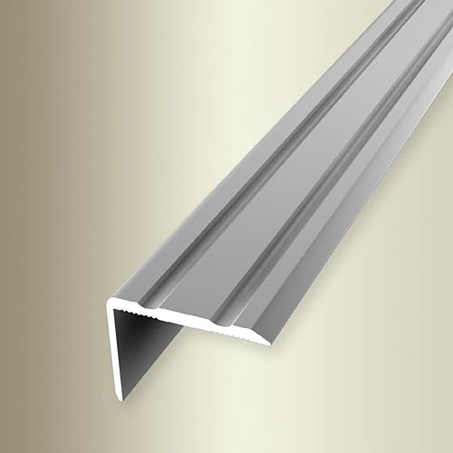 PROVISTON | Winkelprofil | Breite: 24.5 mm | Höhe: 0-17 mm | Länge: 1000 mm | Aluminium eloxiert | Gerillt | Einfach Biegbar | Silber | Selbstklebend von PROVISTON