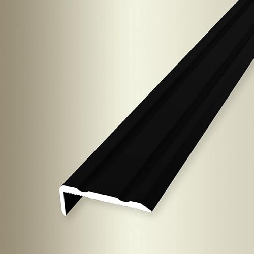 PROVISTON | Winkelprofil | Breite: 24.5 mm | Höhe: 0-7 mm | Länge: 2700 mm | Aluminium Pulverbeschichtet | Gerillt | Einfach Biegbar | Schwarz | Selbstklebend von PROVISTON