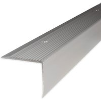 Treppenkante 42 x 50 x 2500 mm Treppenkantenprofil Treppenwinkel Winkelprofil Kombiwinkel Aluminium eloxiert Silber Gebohrt - Silber - Proviston von PROVISTON
