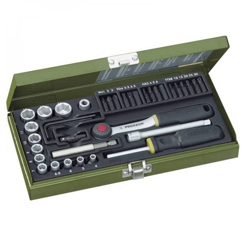 PROXXON INDUSTRIAL Bit- und Steckschlüsselset Proxxon Steckschlüssel-Satz mit Magnethalter 33 tlg. Nr. 23070 von PROXXON INDUSTRIAL