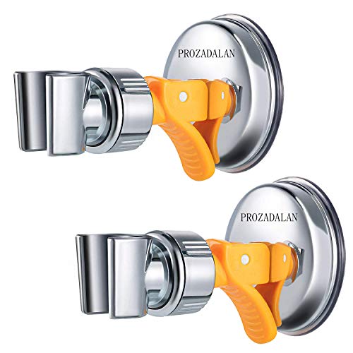 Duschkopfhalterung Saugnapf, Verstellbarer Brausehalter Bad Saugnapf mit 360° drehbar Brausehalter für Handbrause, Abnehmbarer Handbrause Halterung und an der Wand montierte Saughalterung (2pcs) von PROZADALAN