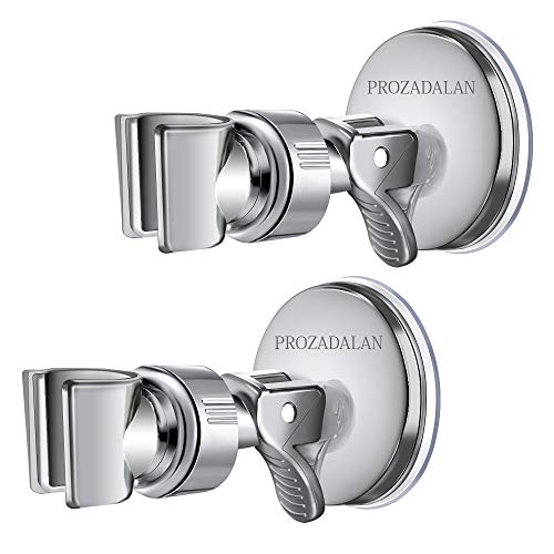 Duschkopfhalterung Saugnapf, Verstellbarer Brausehalter Bad Saugnapf mit 360°drehbar Brausehalter für Handbrause, Abnehmbarer Handbrause Halterung und an der Wand montierte Saughalterung (Silver-2pcs) von PROZADALAN