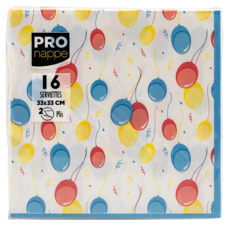 PROnappe Papierdekoration 18x Tissue-Servietten, Pack 16 St 2-lagig, 33x33 cm, Ballons 62340I, Serviettes ouate micro gaufré von PROnappe