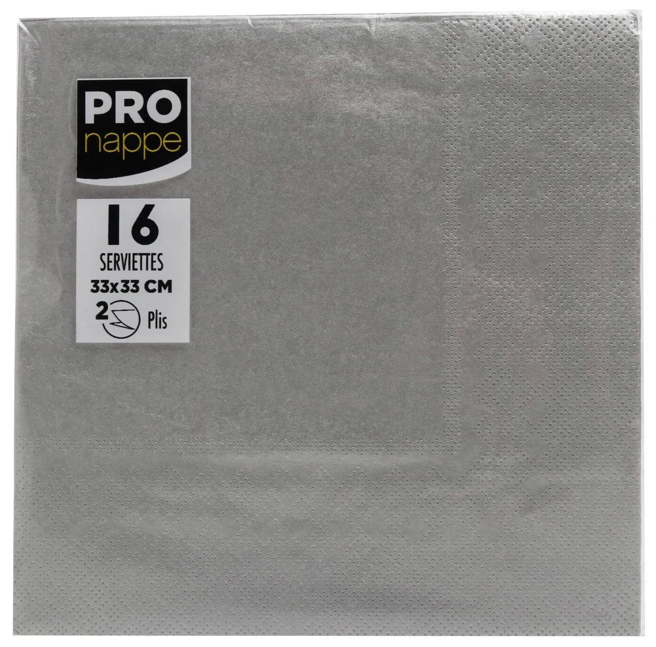 PROnappe Papierdekoration 18x Tissue-Servietten Pack 16 St 2-lagig 33x33cm Silber SV074391I, Serviettes ouate micro gaufré von PROnappe