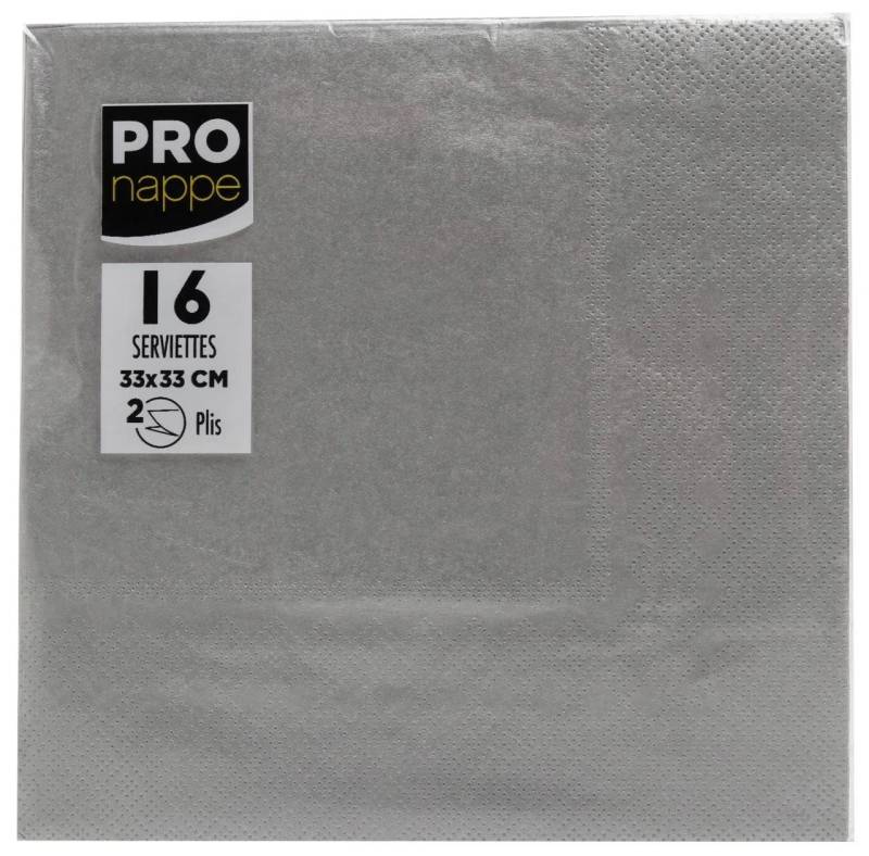 PROnappe Papierdekoration 18x Tissue-Servietten Pack 16 St 2-lagig 33x33cm Silber SV074391I, Serviettes ouate micro gaufré von PROnappe