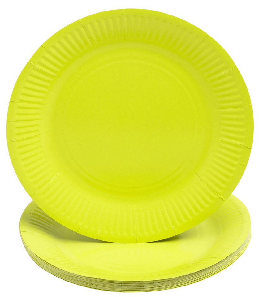 PROnappe Papierdekoration 25x Runde Pappteller, 20 St Ø 23 cm, 100% plastikfrei Kiwigrün 79213I, Nappes von PROnappe