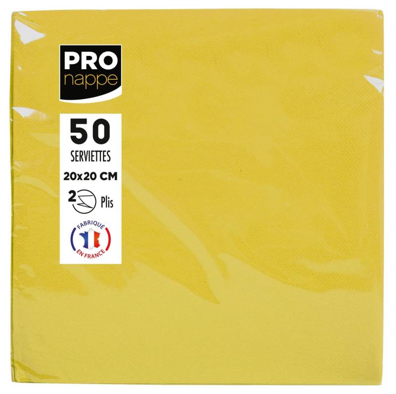PROnappe Tischband 16x Pack 50 Cocktail-Servietten Tissue, 2-lagig 20x20cm Gelb SV622024I, Serviettes ouate micro gaufré von PROnappe