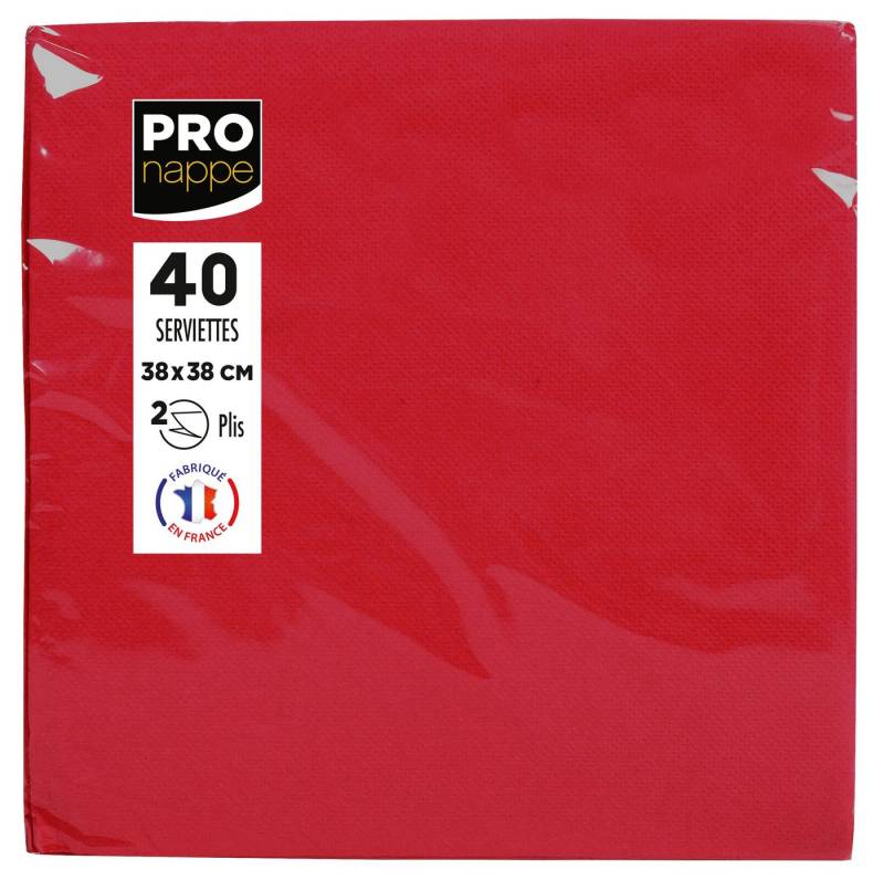 PROnappe Tischband 30x Pack 40 Servietten Tissue, 2-lagig 38x38cm Rot SV623809I, Serviettes ouate micro gaufré von PROnappe
