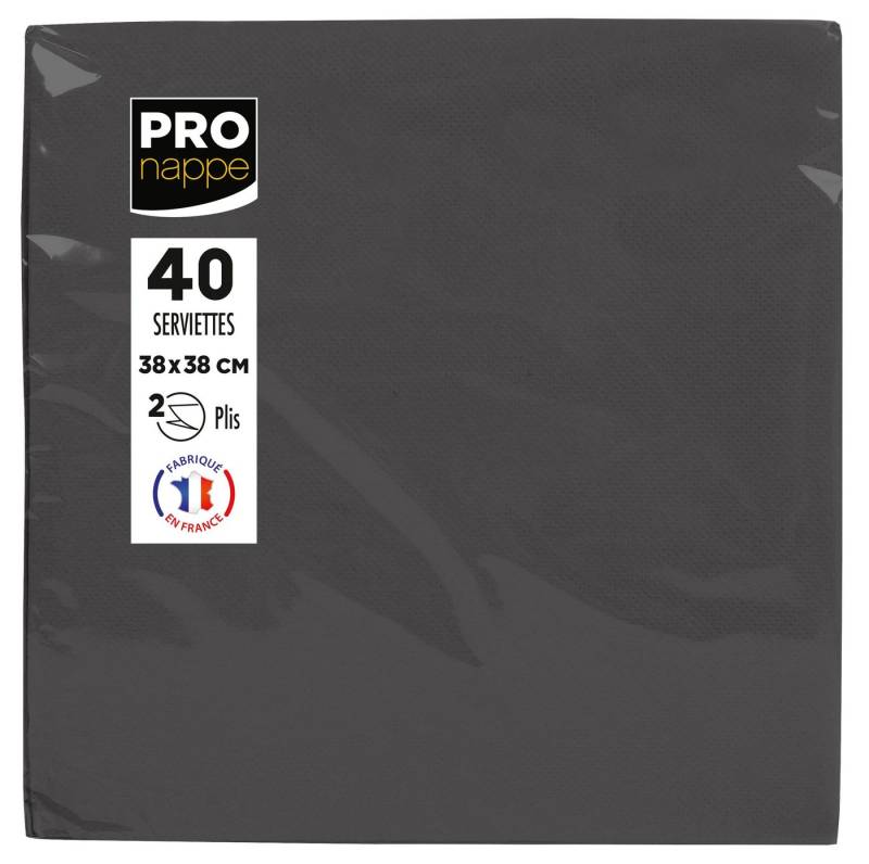PROnappe Tischband 30x Pack 40 Servietten Tissue, 2-lagig 38x38cm Schwarz SV623821I, Serviettes ouate micro gaufré von PROnappe