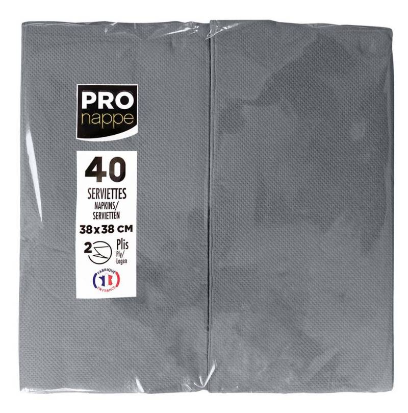 PROnappe Tischband 30x Tissue-Servietten, Pack 40 St 1/8 Falz, 38x38cm Grau SV623930I, Serviettes ouate micro gaufré von PROnappe