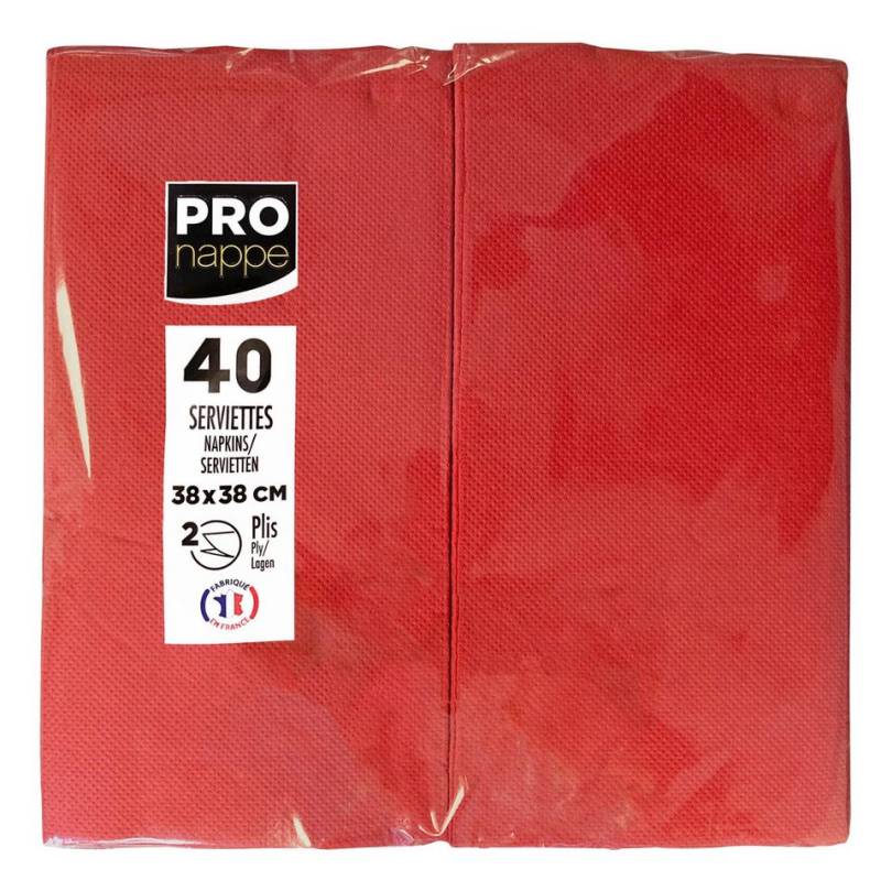 PROnappe Tischband 30x Tissue-Servietten, Pack 40 St 1/8 Falz, 38x38cm Rot SV623909I, Serviettes ouate micro gaufré von PROnappe