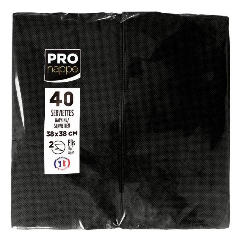 PROnappe Tischband 30x Tissue-Servietten, Pack 40 St 1/8 Falz, 38x38cm Schwarz SV623981I, Serviettes ouate micro gaufré von PROnappe