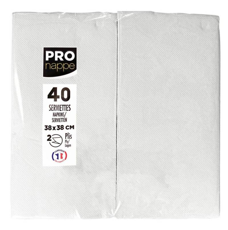 PROnappe Tischband 30x Tissue-Servietten, Pack 40 St 1/8 Falz, 38x38cm Weiß SV623901I, Serviettes ouate micro gaufré von PROnappe