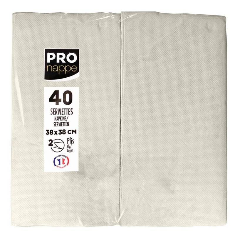 PROnappe Tischband 30x Tissue-Servietten, Pack 40 St 1/8 Falz 38x38cm Elfenbein SV623902I, Serviettes ouate micro gaufré von PROnappe