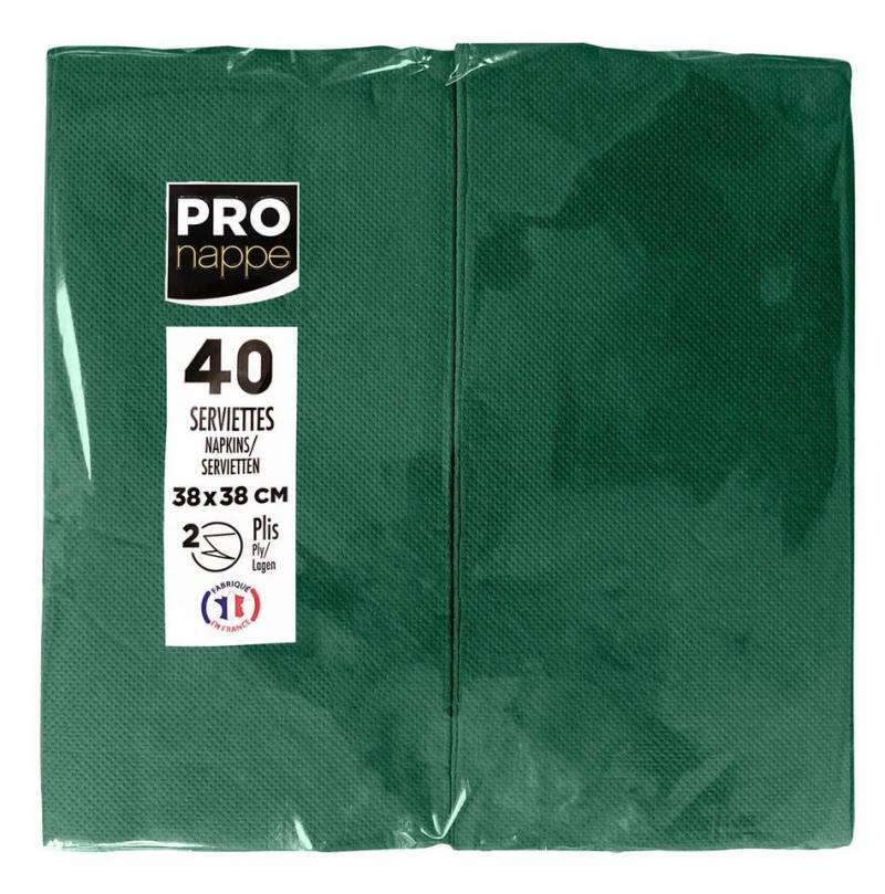 PROnappe Tischband 30x Tissue-Servietten Pack 40 St 1/8 Falz 38x38cm Tannengrün SV623907I, Serviettes ouate micro gaufré von PROnappe