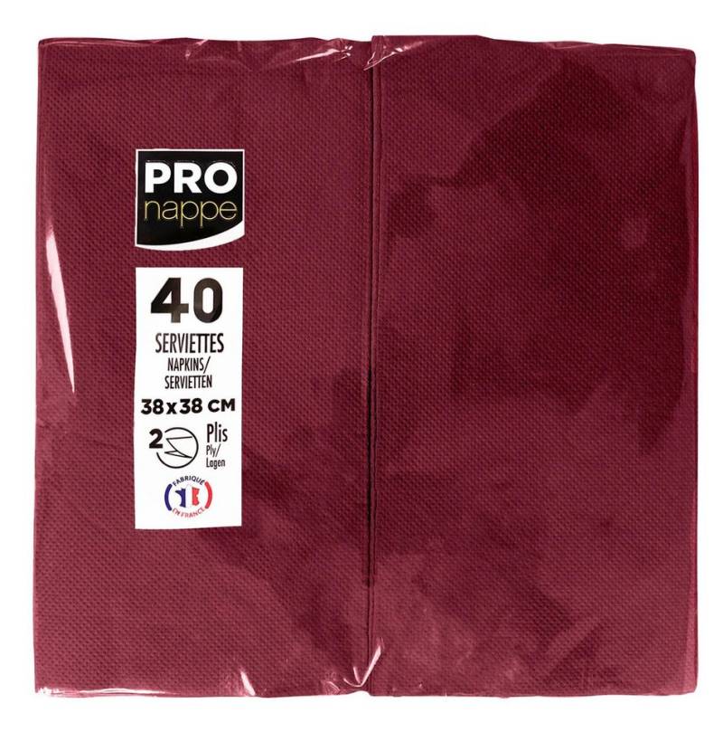 PROnappe Tischband 30x Tissue-Servietten Pack 40St 1/8 Falz 38x38cm Bordeauxrot SV623908I, Serviettes ouate micro gaufré von PROnappe