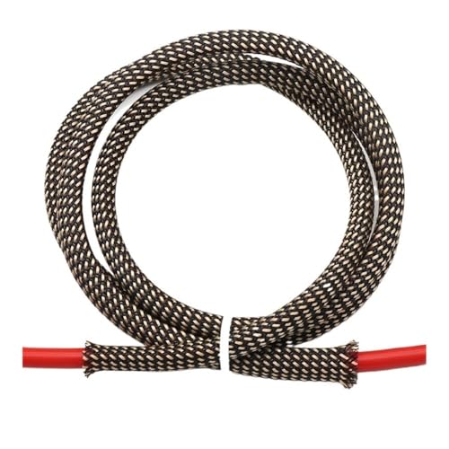 1 m schwarzer, goldfarbener PET-Geflechtschlauch – hochdichter, erweiterbarer Kabelschutz for Kabel von 2 bis 16 mm, 1 Stück(Black Copper,8mm) von PRPRP