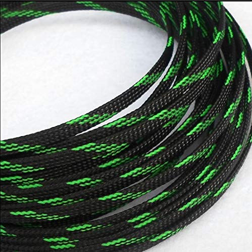10 m erweiterbarer PET-Kabelschlauch – flacher, dichter, geflochtener Drahtschutz for Kabel von 1 mm bis 18 mm, 1 Stück(Black green,16mm) von PRPRP