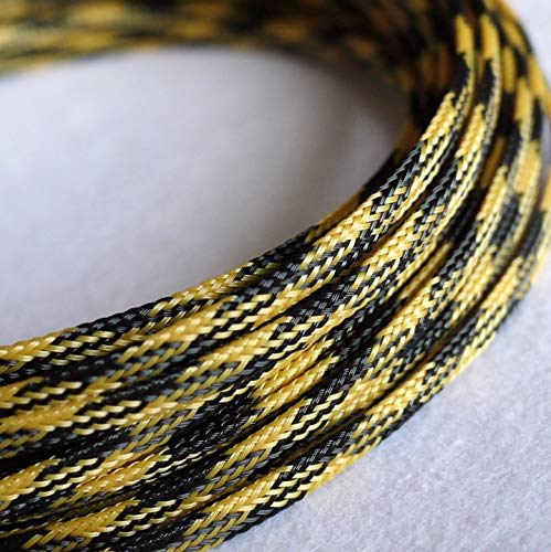 10 m erweiterbarer PET-Kabelschlauch – flacher, dichter, geflochtener Drahtschutz for Kabel von 1 mm bis 18 mm, 1 Stück(Black yellow,16mm) von PRPRP