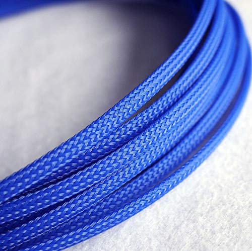 10 m erweiterbarer PET-Kabelschlauch – flacher, dichter, geflochtener Drahtschutz for Kabel von 1 mm bis 18 mm, 1 Stück(Blue,8mm) von PRPRP