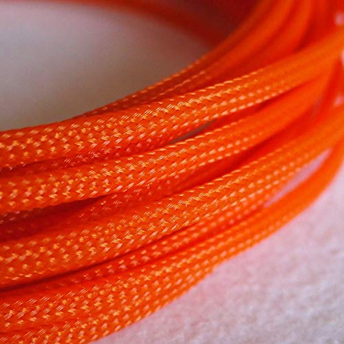 10 m erweiterbarer PET-Kabelschlauch – flacher, dichter, geflochtener Drahtschutz for Kabel von 1 mm bis 18 mm, 1 Stück(Orange,4mm) von PRPRP