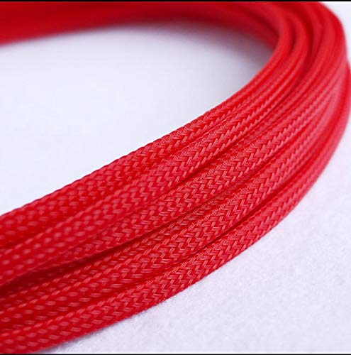 10 m erweiterbarer PET-Kabelschlauch – flacher, dichter, geflochtener Drahtschutz for Kabel von 1 mm bis 18 mm, 1 Stück(Red,10mm) von PRPRP