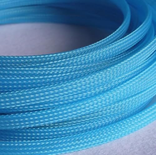 10 m erweiterbarer PET-Kabelschlauch – flacher, dichter, geflochtener Drahtschutz for Kabel von 1 mm bis 18 mm, 1 Stück(UV Blue,4mm) von PRPRP