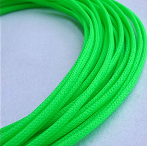 10 m erweiterbarer PET-Kabelschlauch – flacher, dichter, geflochtener Drahtschutz for Kabel von 1 mm bis 18 mm, 1 Stück(UV Green,4mm) von PRPRP