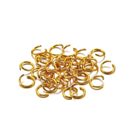 300 Stück bunte geteilte Biegeringe – 6 mm, 8 mm, 10 mm offene Biegeringe for die DIY-Schmuckherstellung und Bastelprojekte.(Gold,6mm) von PRPRP