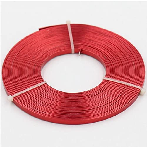 4 m flacher Aluminiumdraht – 5 mm x 1 mm Basteldraht for DIY-Projekte, Schmuckherstellung und Bildhauerei, 1 Stück(Red) von PRPRP