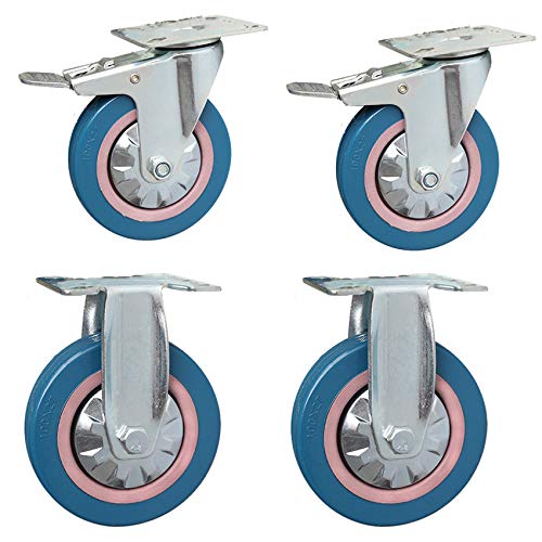 Hochleistungs-Lenkrollen, 4 Zoll, mit Bremsen, mit 360°-Drehung, geräuscharmem TPR-Gummi, oberer Montageplatte, 4 Stück(Orientation+brake 100mm) von PRPRP