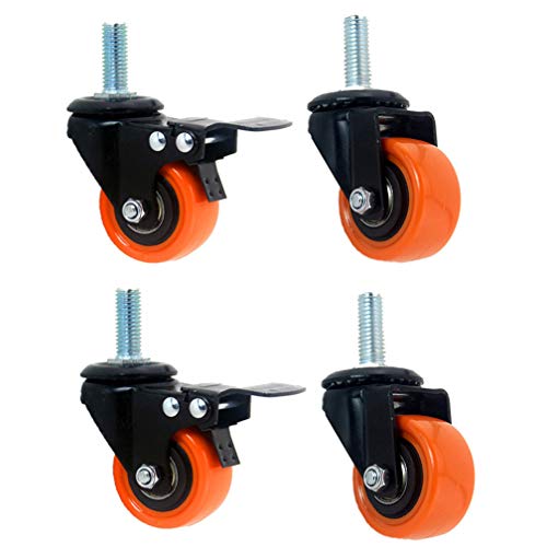 Hochwertige 1,5/2 Zoll Polyurethan-Lenkrollen mit Bremse – 4er-Set Lenkrollen for Möbel, Bürostühle und mehr(40mm M8 2 Without Brake+2 With Brake) von PRPRP